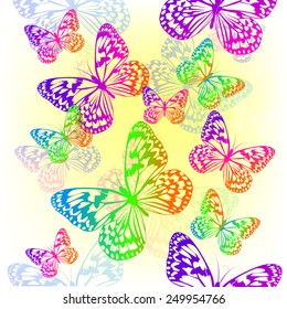 Butterflies seamless multicolored. Vector