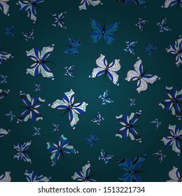 Butterflies seamless pattern in black, blue and white colors. Cute Vector illustration. Perfect for web page backgrounds, wallpapers, textile, surface textures.