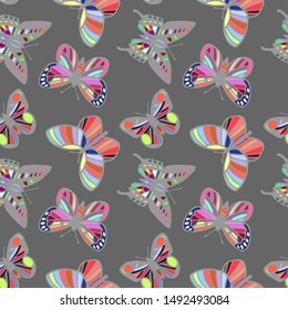 butterflies seamless pattern. eps10 vector illustration. hand drawing
