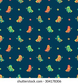 Butterflies seamless pattern on dark background. Vector