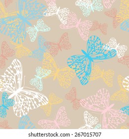 Butterflies, seamless pattern, vector illustration