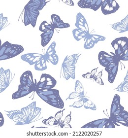 Butterflies seamless repeat pattern Print