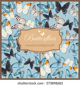Butterflies seamless set