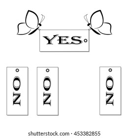 Butterflies selects the word Yes.Vector illustration