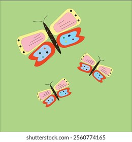 Butterflies set of insect vector 