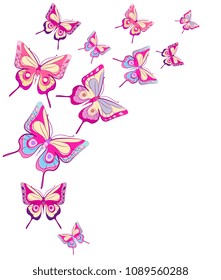 butterflies set isolated on a white