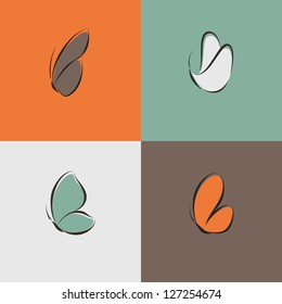 Butterflies. Set of vector design elements.