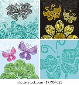 Butterflies set vector illustration
