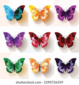 Dibujo aislado de vectores de mariposas