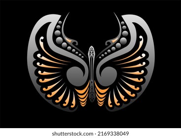 Butterflies with the shape of Indonesian Papua carvings that are circular on the wings and body