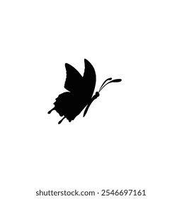 Butterflies silhouette black background on white Background with vector