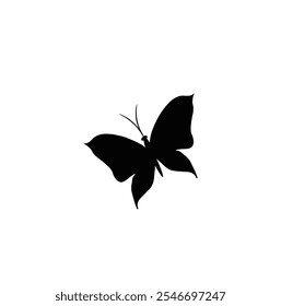 Butterflies silhouette black background on white Background with vector