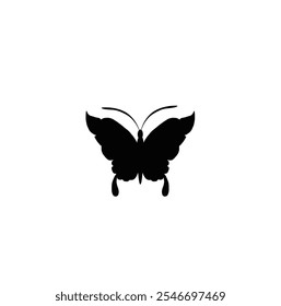 Butterflies silhouette black background on white Background with vector