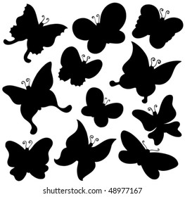 Butterflies silhouette collection - vector illustration.
