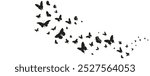 Butterflies silhouette flying on white background. Vector illustration set