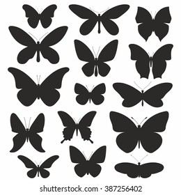 butterflies silhouette set