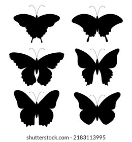 
Butterflies silhouette. Set of butterflies for decoration