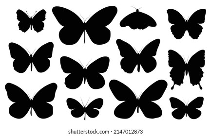Schmetterlinge Silhouette Set. Vektorgrafik
