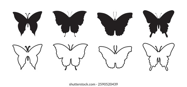 Butterflies silhouette set. Vector illustration