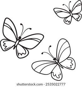 Butterflies silhouette vector illustration set  on white Background