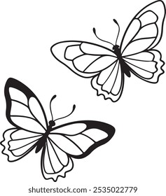 Butterflies silhouette vector illustration set  on white Background