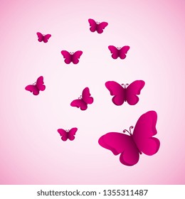 Butterflies silhouettes pink background pattern vector digital image graphic