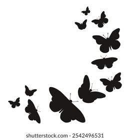 Butterflies silhouettes set, Vector illustration. silhouettes set of beautiful butterflies. Vector isolated butterfly