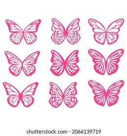 Butterflies spring silhouettes. Earrings cut files templates on white background