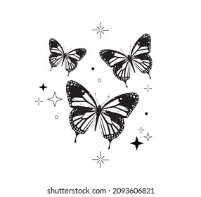 Butterflies Stars Vector Design Fashion Poster Stock Vector (Royalty ...