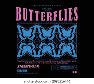 Butterflies t shirt design, vector graphic, typographic poster or tshirts street wear and Urban style