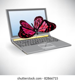 butterflies take off from laptop