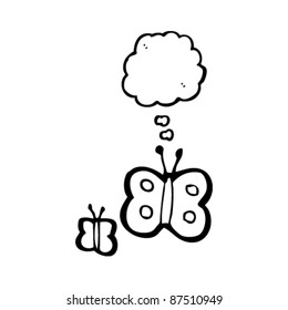 butterflies with thought bubble cartoon