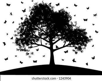 Butterflies Tree Fully Editable Stock Vector (royalty Free) 1243904 