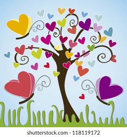 butterflies in the tree with spirals