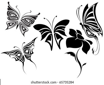 Butterflies tribal set