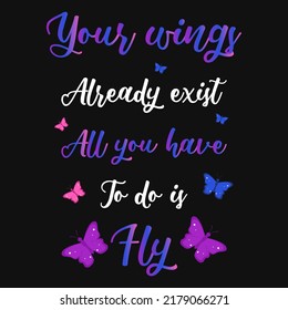 Butterflies typography tshirt design
vector illustration