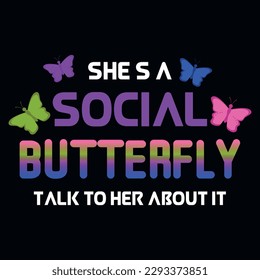 Butterflies typography tshirt design vector design 