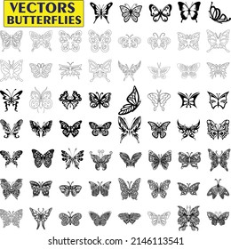 Conjunto de colección de arte vectorial de mariposas de 10 elementos gráficos editables de EPS. Materiales de mariposa.