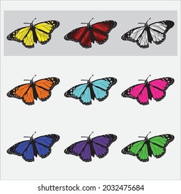 Butterflies, Vector art, Colorful, Nine arts in one