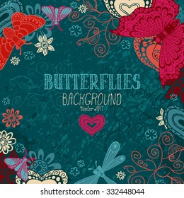 Butterflies. Vector background for design.