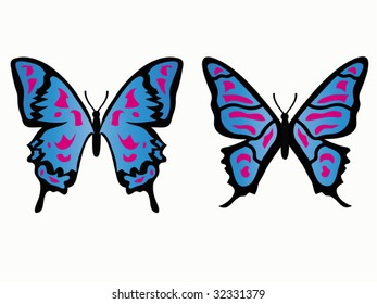 butterflies vector black blue and pink