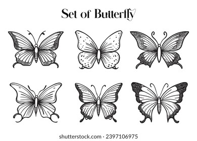 Mariposas vectoriales clipart color negro, vectores de mariposas, vectores negras de mariposas, clipart de mariposas, Silhouette de mariposa negra. Colección de mariposas.