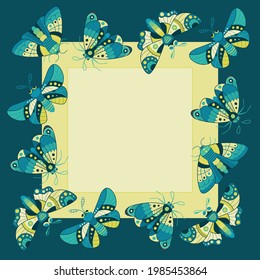 Butterflies - vector frame, poster, banner, card, template. Summer mood. 