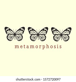 BUTTERFLIES VECTOR ILLUSTRATION, SLOGAN PRINT