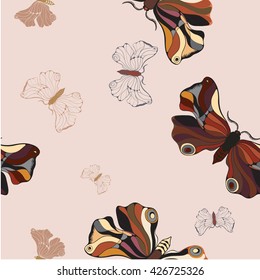 Butterflies - vector pattern. Seamless background. Use printed materials, signs, posters, postcards, packaging.