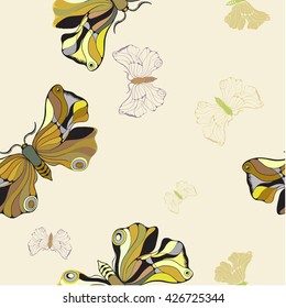 Butterflies - vector pattern. Seamless background. Use printed materials, signs, posters, postcards, packaging.