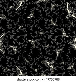 Butterflies - vector pattern. Seamless background. Use printed materials, signs, posters, postcards, packaging.