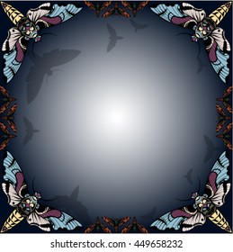 Butterflies - vector pattern.  Use printed materials, signs, posters, postcards, packaging. Frame around the perimeter.