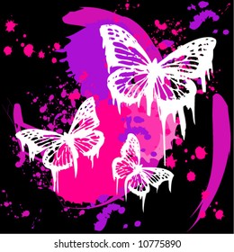 butterflies vector with pink spots