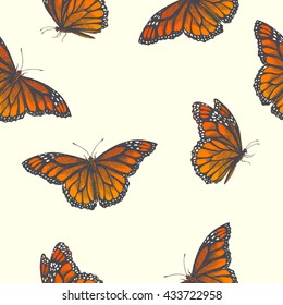 Butterflies. vector seamless pattern with hand drawn butterflies. graphic illustration